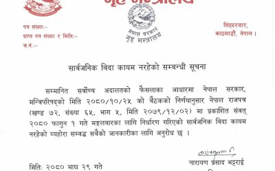 भोलि सार्वजनिक बिदा छैन : गृह मन्त्रालय