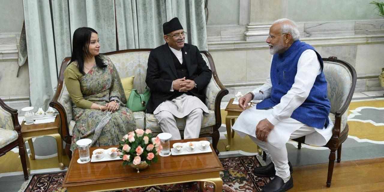 दिल्लीमा प्रधानमन्त्री प्रचण्ड र मोदीको भेट : द्विपक्षीय हितका विविध विषयमा छलफल