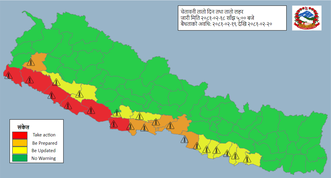 मौसम : केही प्रदेशमा चट्याङसहित वर्षा, केहीमा तातो हावा