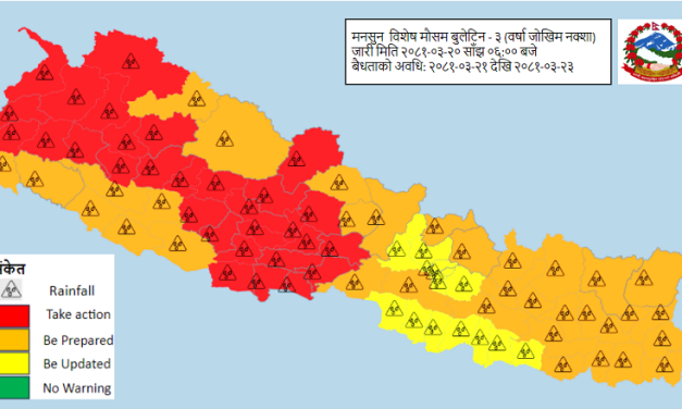 मनसुन थप सक्रिय : पर्सि आइतवारसम्म बाढीपहिरो र डुबानको जोखिम