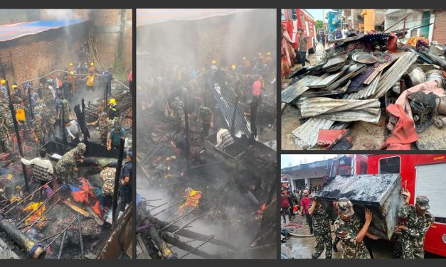 जलेश्वरमा टेन्ट हाउसको स्टोरमा आगलागी, लाखौंको क्षति